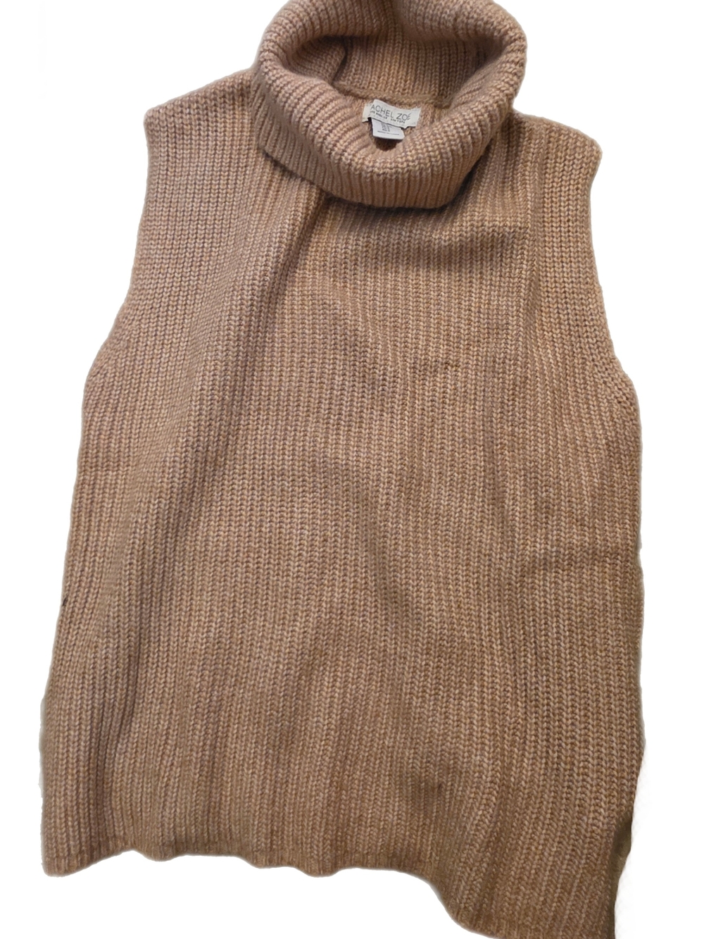 Rachel Zoe Sleeveless Taupe Turtleneck Knit Vest Sz S